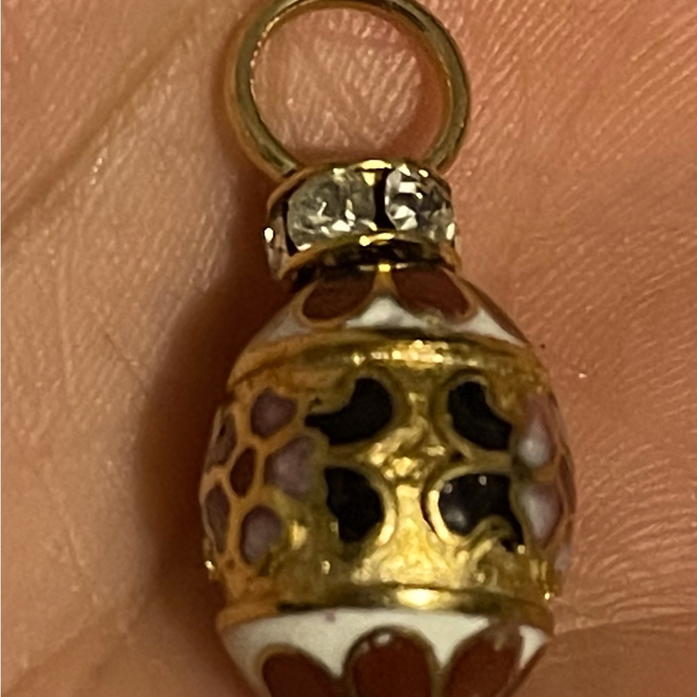 Cloisonné Enamel Egg Pendant with CZ’s